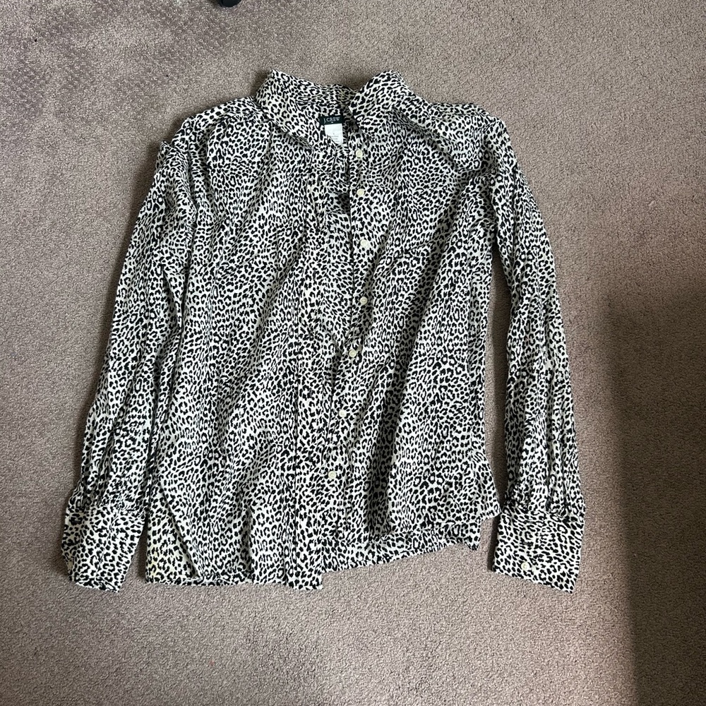 Women’s J.Crew Black and White Leopard Print Shirt